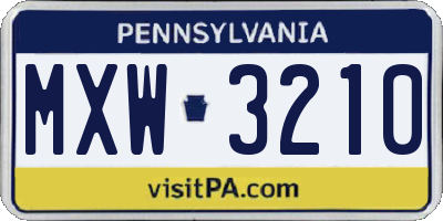PA license plate MXW3210