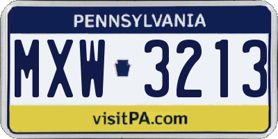 PA license plate MXW3213