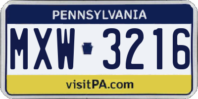 PA license plate MXW3216