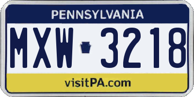 PA license plate MXW3218