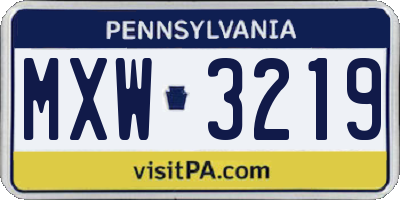 PA license plate MXW3219