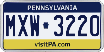 PA license plate MXW3220
