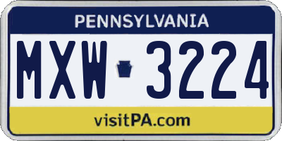 PA license plate MXW3224