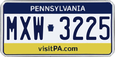 PA license plate MXW3225