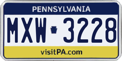 PA license plate MXW3228