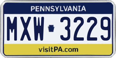 PA license plate MXW3229