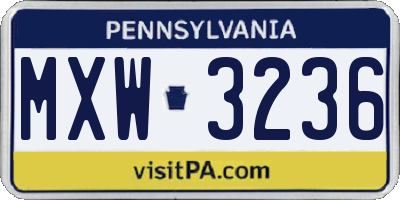 PA license plate MXW3236
