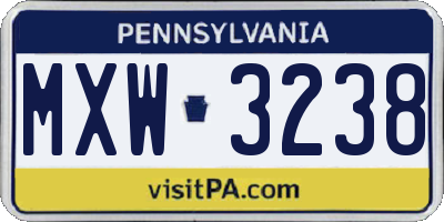 PA license plate MXW3238
