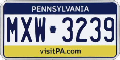 PA license plate MXW3239