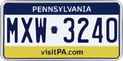 PA license plate MXW3240