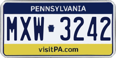 PA license plate MXW3242