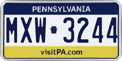 PA license plate MXW3244