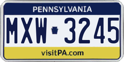 PA license plate MXW3245