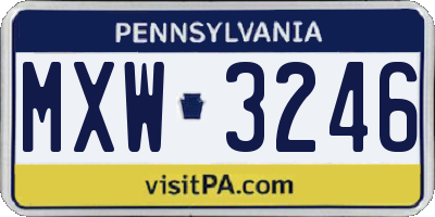 PA license plate MXW3246