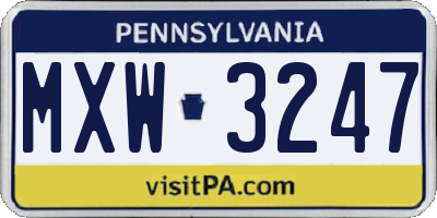 PA license plate MXW3247