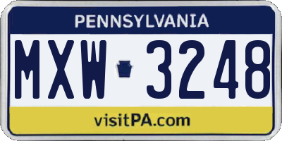 PA license plate MXW3248