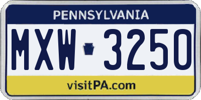 PA license plate MXW3250