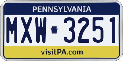 PA license plate MXW3251