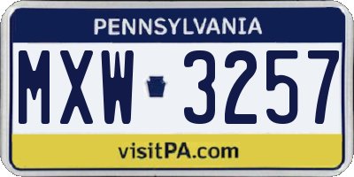 PA license plate MXW3257