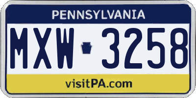 PA license plate MXW3258
