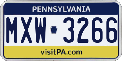 PA license plate MXW3266