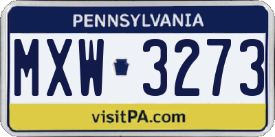PA license plate MXW3273