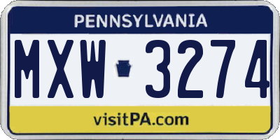 PA license plate MXW3274