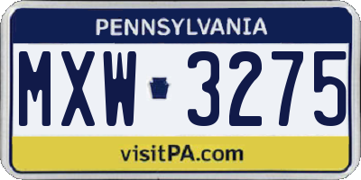 PA license plate MXW3275