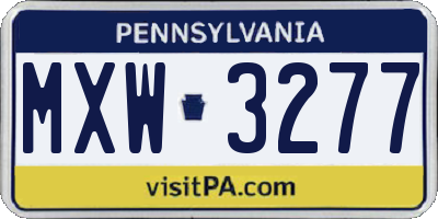 PA license plate MXW3277