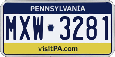 PA license plate MXW3281