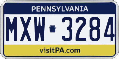 PA license plate MXW3284