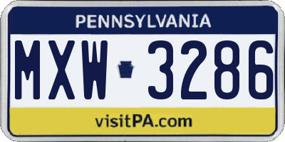 PA license plate MXW3286