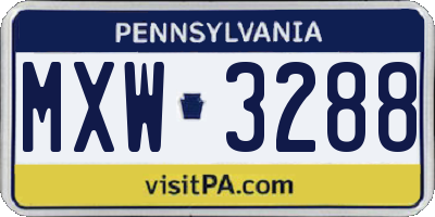 PA license plate MXW3288