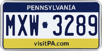 PA license plate MXW3289