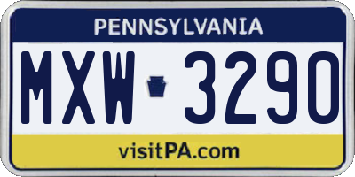 PA license plate MXW3290