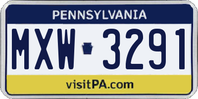 PA license plate MXW3291