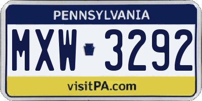 PA license plate MXW3292