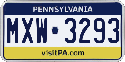 PA license plate MXW3293