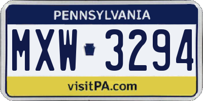 PA license plate MXW3294