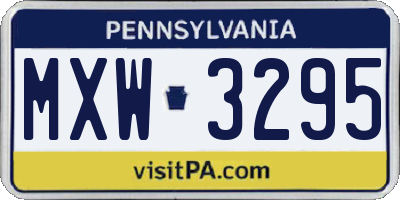 PA license plate MXW3295