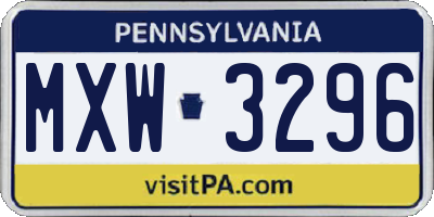 PA license plate MXW3296