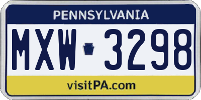 PA license plate MXW3298
