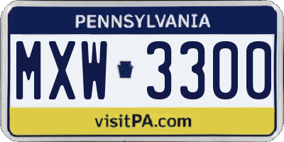 PA license plate MXW3300