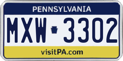 PA license plate MXW3302