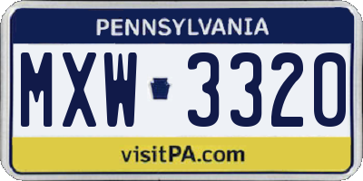 PA license plate MXW3320