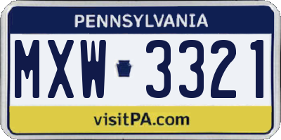 PA license plate MXW3321