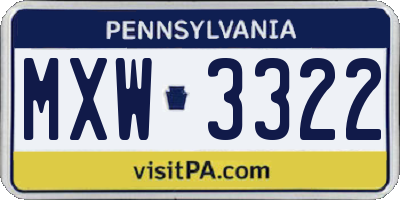 PA license plate MXW3322