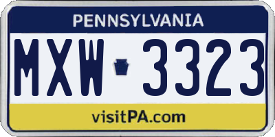 PA license plate MXW3323