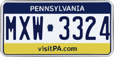 PA license plate MXW3324