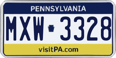 PA license plate MXW3328